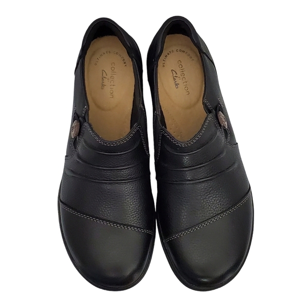 New Clarks collection cheyn inca ultimate comfort slip on loafers black leather - Picture 13 of 16